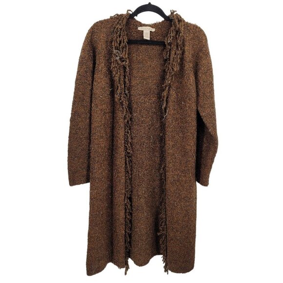 Clothes womens large brown metallic long duster cardigan coat acrylic blend - Picture 1 of 10